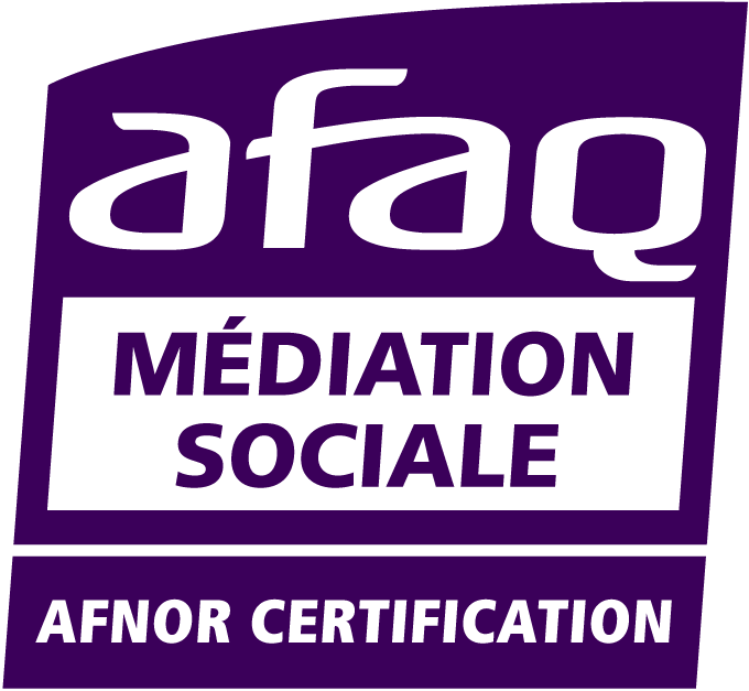 Logo certification Afaq Médiation Sociale noir.